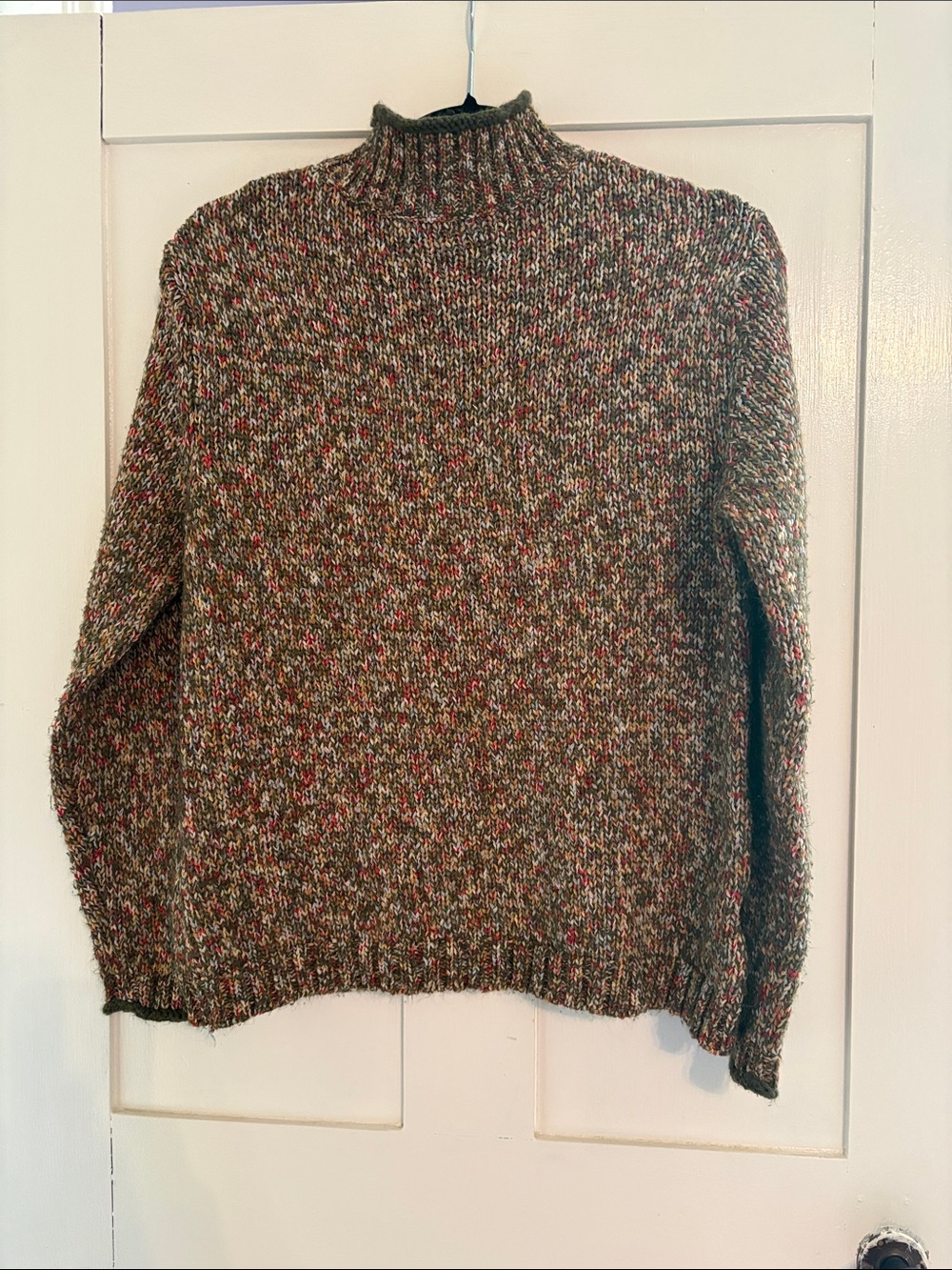 Pappagallo Olive Multicolor Marled Knit Sweater